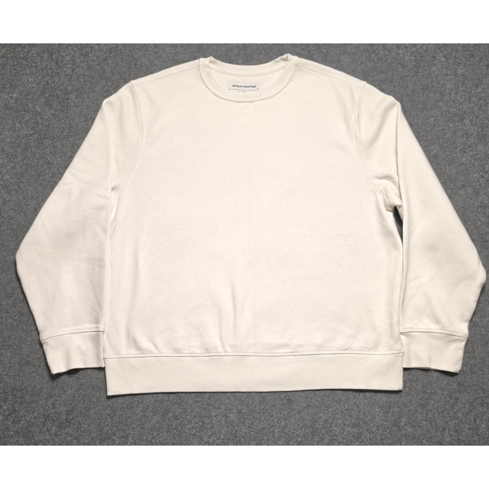 Amazon Essentials XXL Crewneck Sweatshirt Off White Fleece Pullover